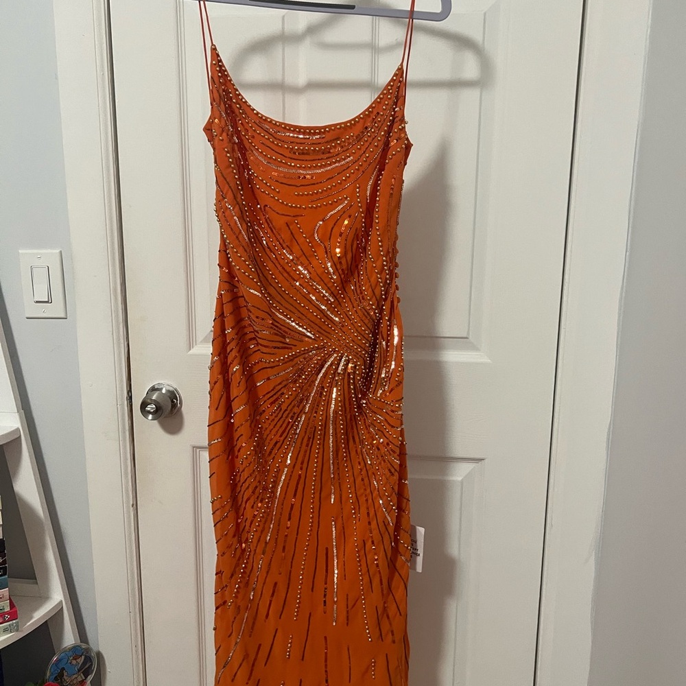 ASOS burnt orange embellished midi dress - Worn once - Picture 3 of 7